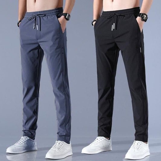 Combo Of 2 Men's Sports Regular Fit Lycra Track Pant With Two Side Pockets (Dark Blue + Grey)